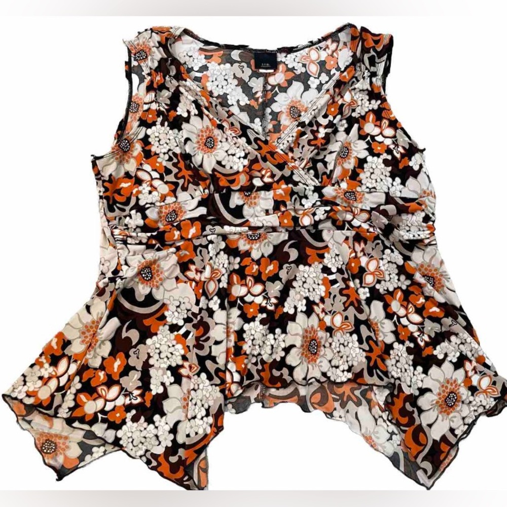 Vintage J.T.B Woman Orange Floral Top Size 2X